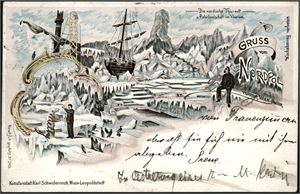 Gruss vom Nordpol. Østerriksk kort brukt i 1897. K-1	200