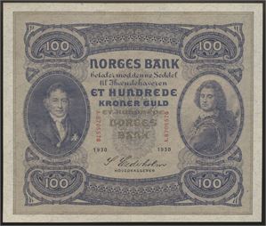 100 Kroner 1930 A.8705576 Kv 01 *