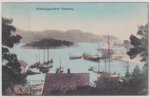 Skibsbyggerierne Sogvaag (kolorert) - uten utgiver - stemplet