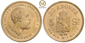 20 kroner 1875 Oscar II. Kv.0