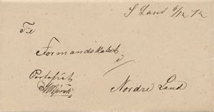 Håndskrevet S Land (Søndre Land) 6/12 72 (OP) på portofritt helbrev til Nordre Land.