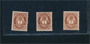 Nk 21 I-III xx. 7skill posthorn, 3 postfriske merker (Hk 7300)
