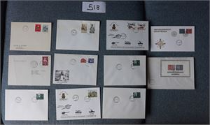 FDC+ Lot FDC og særkonvolutter stemplet i Vest-Agder inkl Nk 479-80