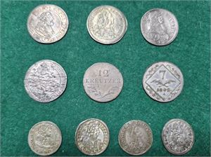 ÖSTERRIKE-UNGERN, Lot 10 silvermynt 1600-1900-tal