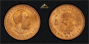 20 kroner/ 5 speciedaler 1875