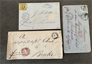 THURN & TAXIS 3 brev 1852-60. Oppgitt: Høy katalogverdi