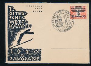GENERALGOUVERNEMENT-SKISPORT Spesialkort stemplet "ZAKOPANE 1940".