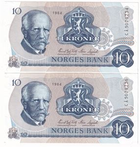 2 x 10 kroner 1984 CÅ