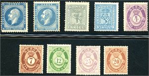 9 eldre merker i noe variabel kvalitet.