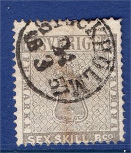 SVERIGE 1855 F3 6 skill bco, stpl. "Stockholm 24.3.1851", tfl., ktt, omtandat. Signerad SENF