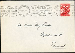 259. Legion på konvolutt, maskinstemplet "Kristiansand S 11.12.41".