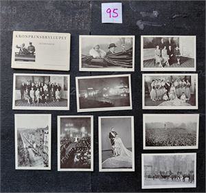 KRONPRINSBRYLLUPET Mittet kortmappe med 10 ubrukte kort fra bryllupet i 1929