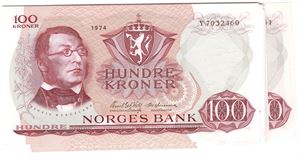 100 kroner 1974 Y.7032451-60. Kv.0