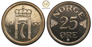 25 øre 1953 Haakon VII. Prakt eksemplar