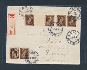BELGIA - BREV Artig rekbrev med 70c Leopold i kombinasjoner til Stavanger stemplet "VISE 3-5-38".