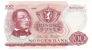 100 kroner 1965 Z.0556322. Erstatningsseddel. 45b. Kv.01