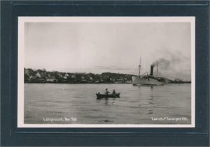 LANGESUND No. 742 (P. Taranger). Flott ubrukt kort med dampbåt